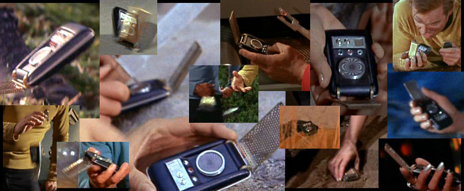 Screencaps of Star Trek TOS communicator props in action